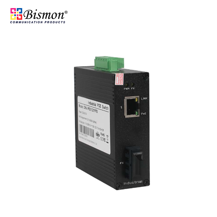 10-100Base-T-PoE-with-1xSC-Single-fiber-Single-mode-20km-Industrial-switch-B